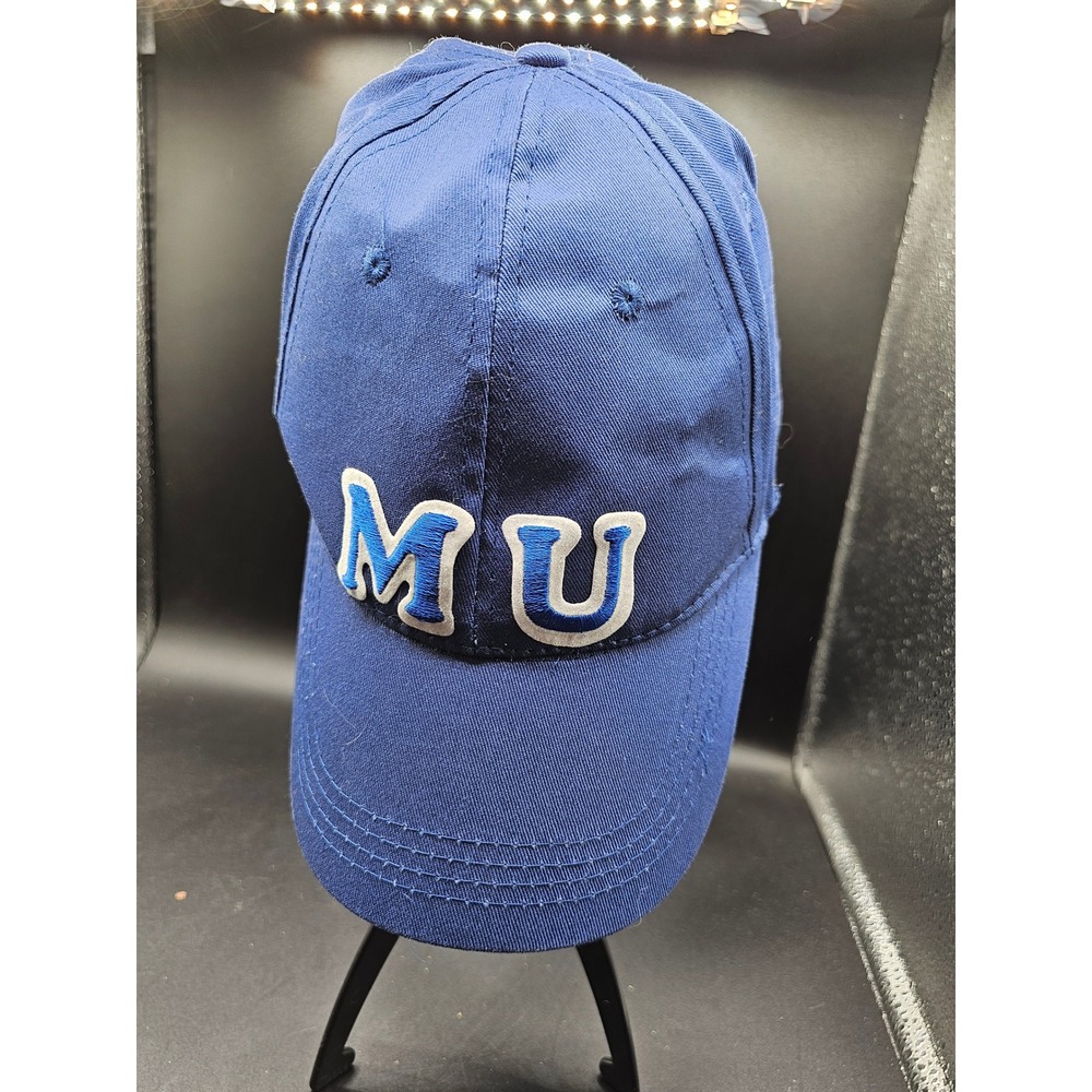 Blue MU Collegiate Baseball Cap Adjustable Hook and Loop Strap Hat Millersville